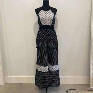 New York & Company Black & White Boho Maxi Dress Size Medium
